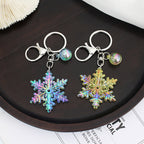 Acrylic Snowflake Keychain Colorful Iridescent Blue Christmas Charm 5