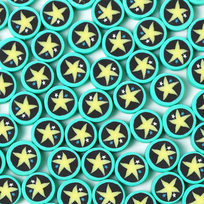 Flat Clay Beads 9mm Planet Series Colorful Space Designs 100pcs 9