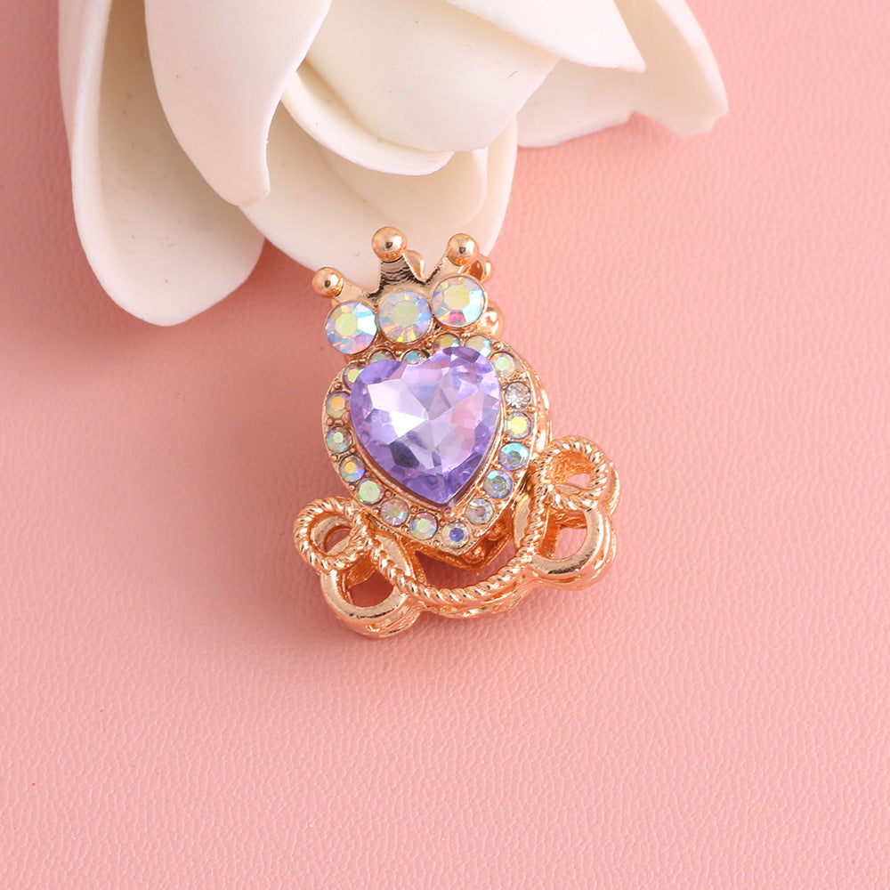 Heart Pumpkin Carriage Rhinestone Beads 28mm Alloy Pave Multi Color 5pcs 23