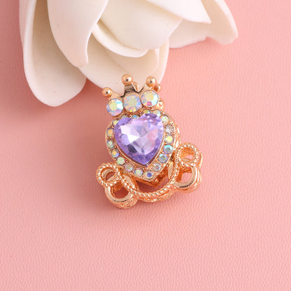 Heart Pumpkin Carriage Rhinestone Beads 28mm Alloy Pave Multi Color 5pcs 23