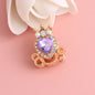 Heart Pumpkin Carriage Rhinestone Beads 28mm Alloy Pave Multi Color 5pcs 23