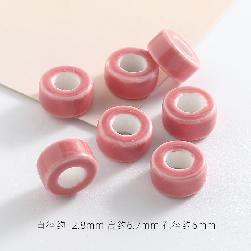Ceramic Round Spacer Beads 12mm Candy Color Large Hole 50pcs 10