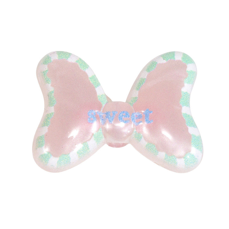 Sweet Polka Dotted Bow Acrylic Beads 29mm Colorful Mixed 10pcs 26