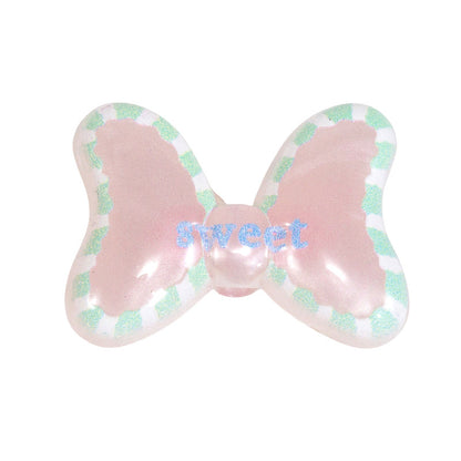 Sweet Polka Dotted Bow Acrylic Beads 29mm Colorful Mixed 10pcs 26