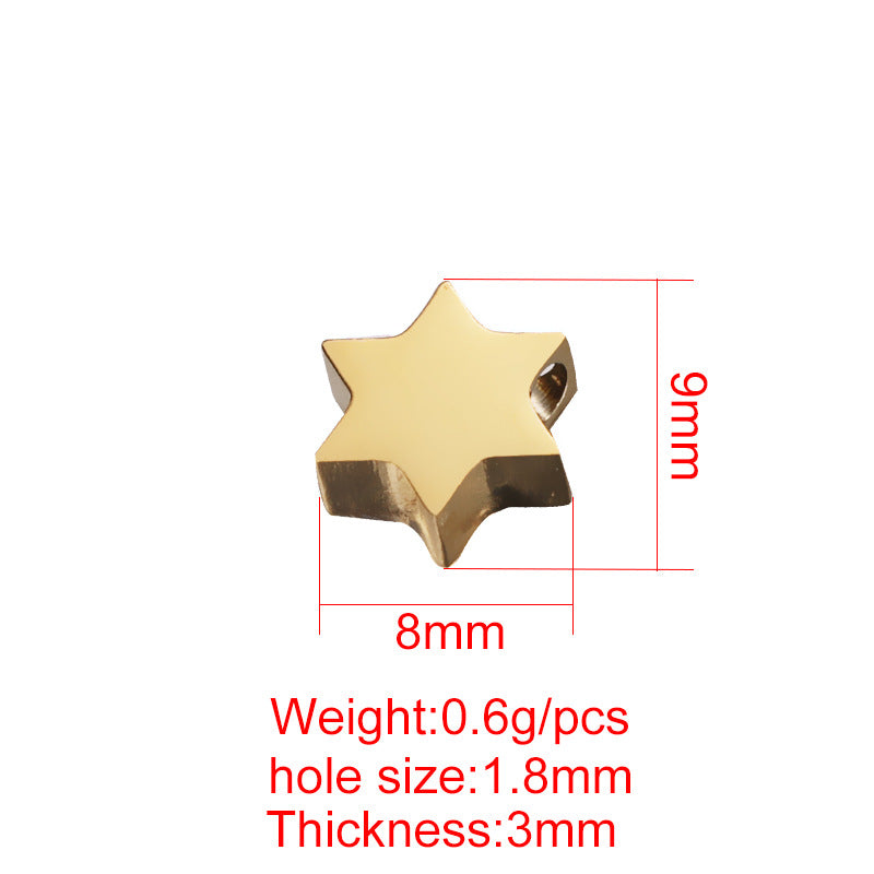 Stainless Steel Star Metal Beads 8mm Polished Color Retaining 10pcs 5