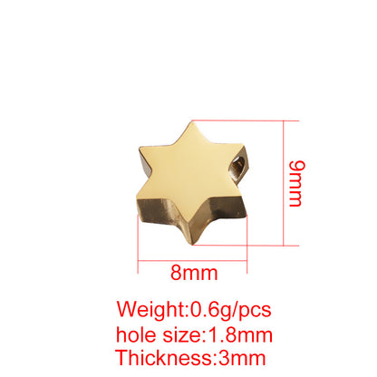 Stainless Steel Star Metal Beads 8mm Polished Color Retaining 10pcs 5