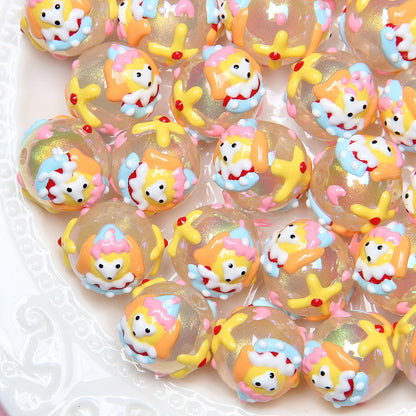 Hand Painted Star Acrylic Beads 16mm Pastel Colors 10pcs 20