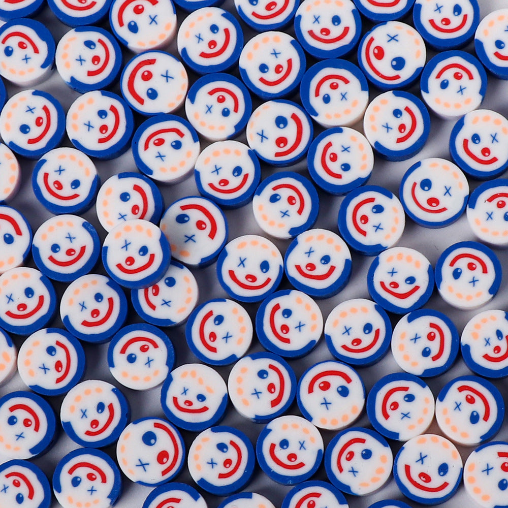 Flat Clay Beads 10mm Clown Anime Colorful Polymer 100pcs 6