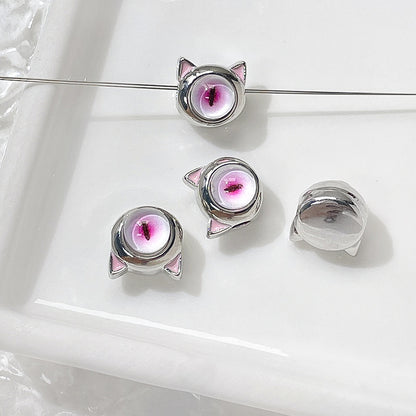 Cat Eye and One-Eyed Beast Metal Beads 10mm Baking Painted 10pcs 7