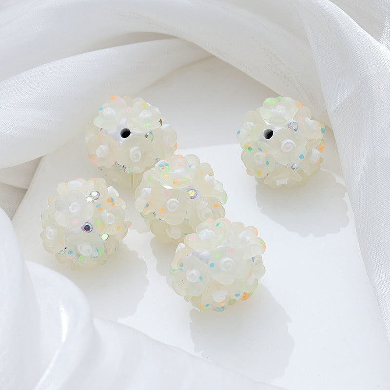 Floral Bubblegum Beads 20mm Glow In The Dark Matte Flower Ball 5pcs 7