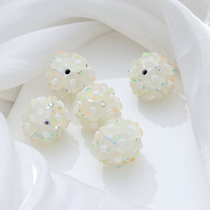 Floral Bubblegum Beads 20mm Glow In The Dark Matte Flower Ball 5pcs 7