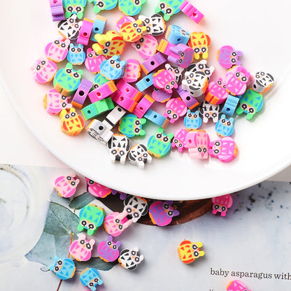 Owl Clay Beads 10mm Colorful Geometric Polymer 200pcs 3