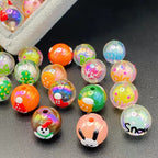 Hand Painted Snowman Acrylic Beads 16mm Glossy Plated 2pcs