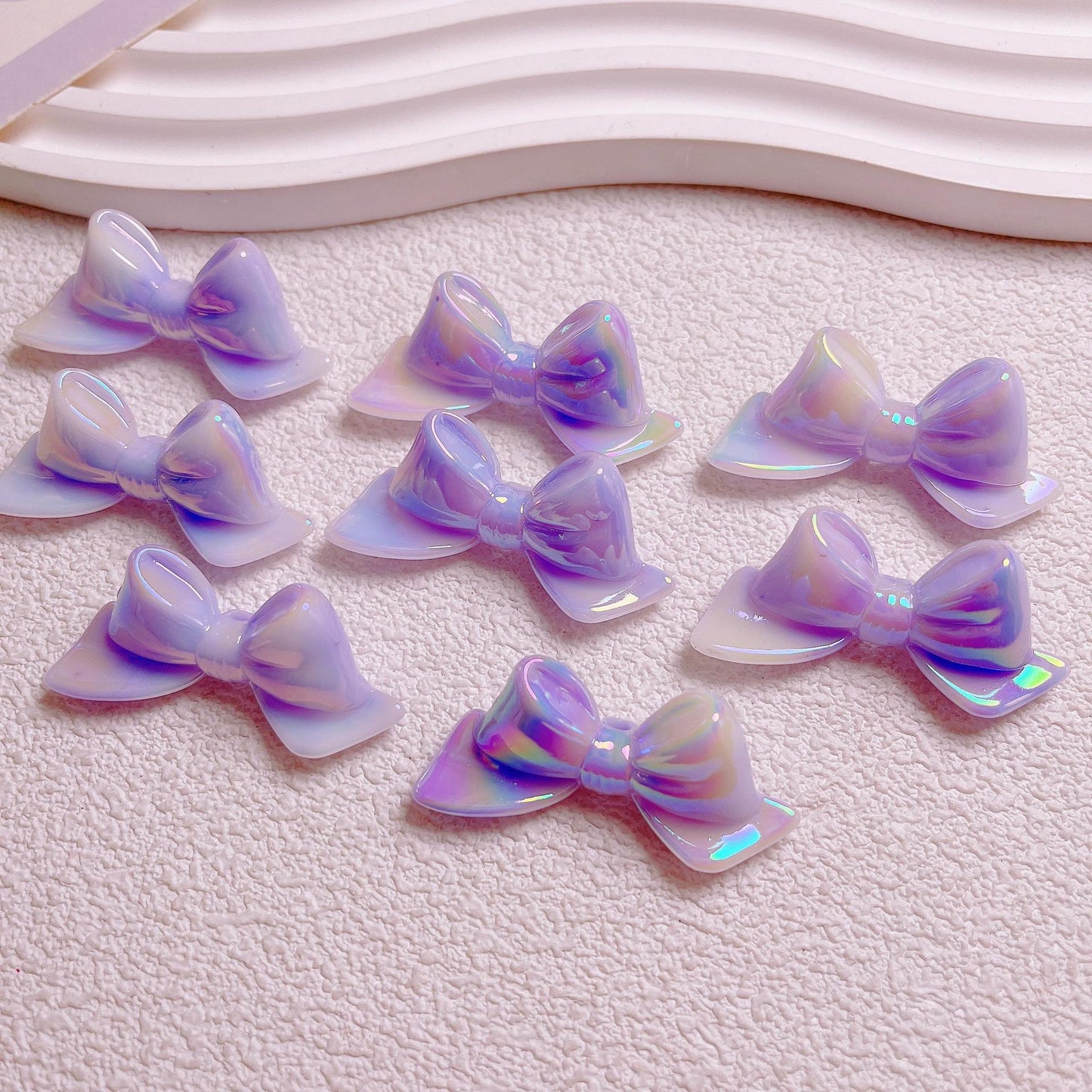 Glow In The Dark Bow Acrylic Beads 20x46mm Double Color Plating 5pcs 7