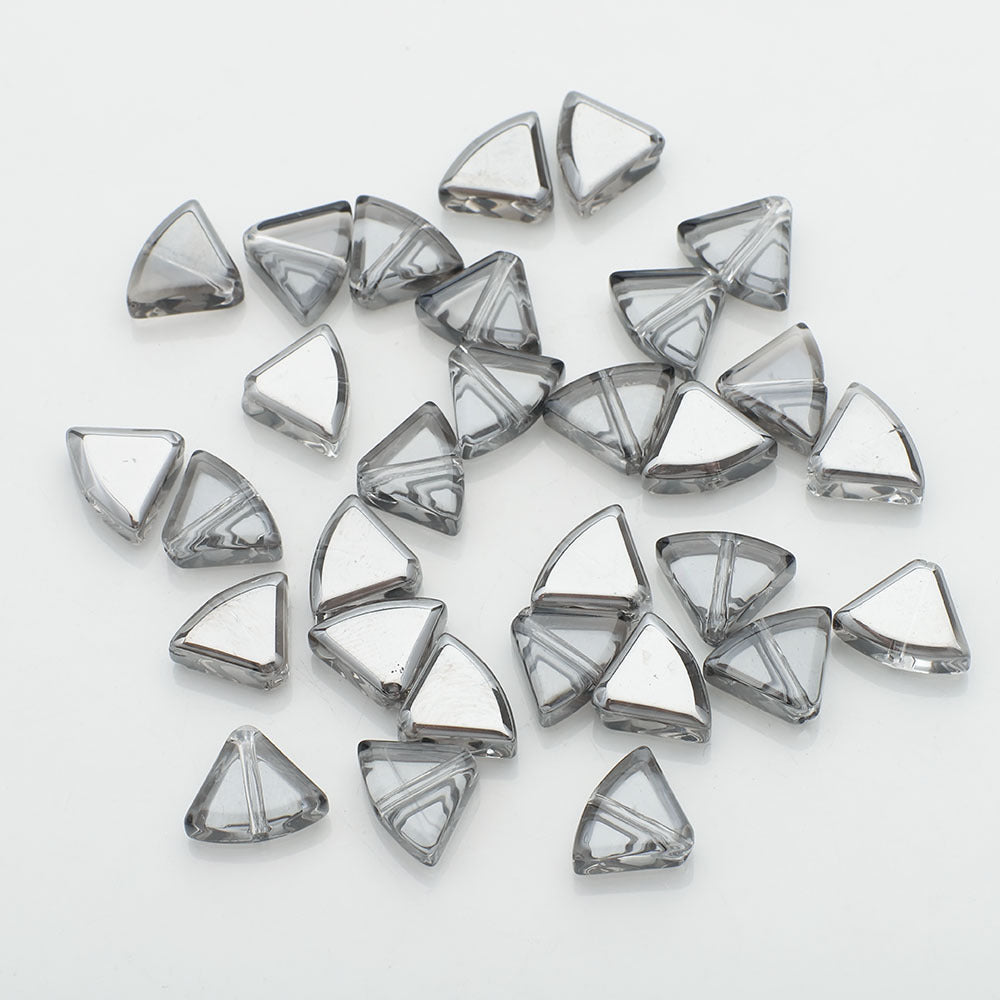 Electroplated Fan-Shaped Glass Beads 10mm Iridescent Pastel 30pcs 6