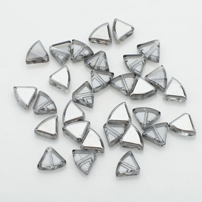 Electroplated Fan-Shaped Glass Beads 10mm Iridescent Pastel 30pcs 6