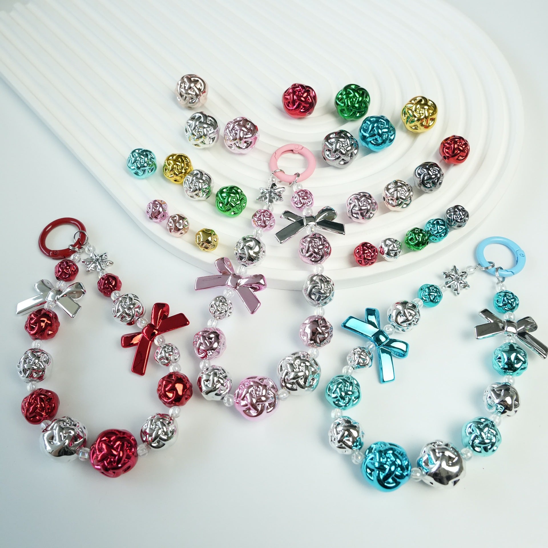 Metal Colored Wool Ball Acrylic Beads 12-19mm Metallic Shine 100pcs 2