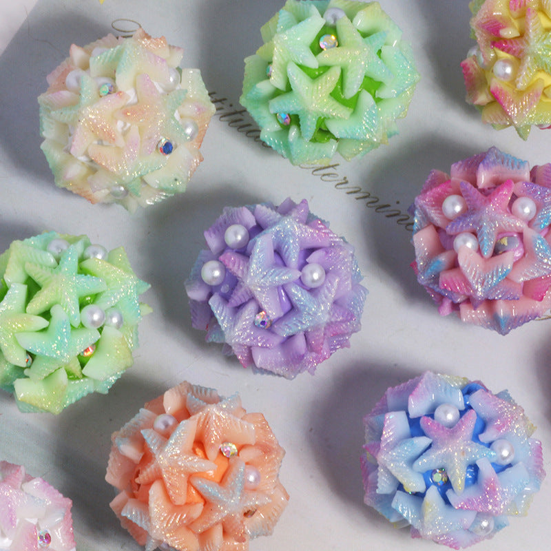Embellished Bubblegum Beads 20mm Gradient Star Cluster Pastel 10pcs 3