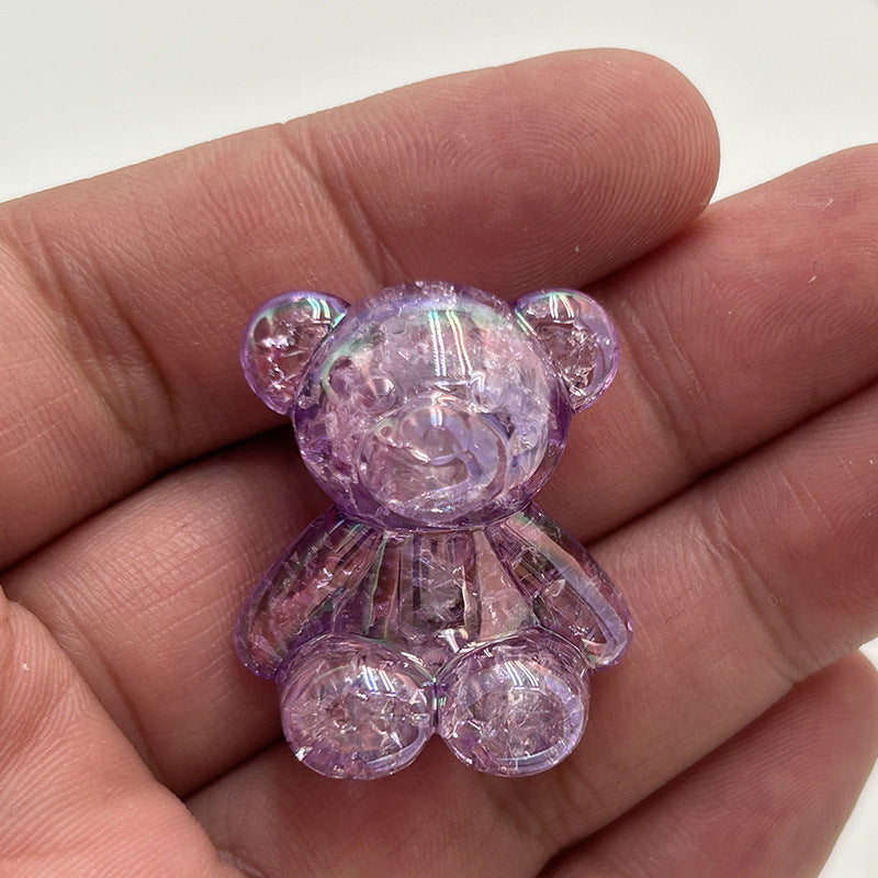 Crackle Bear Acrylic Beads 31mm Glossy Textured Pastel 5pcs 2