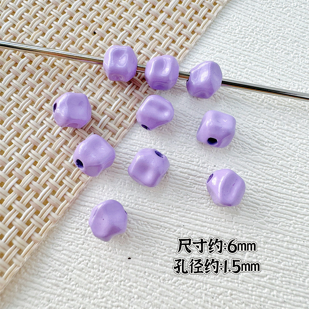 Heart Stone Metal Beads 6mm 9mm Glossy Painted Pastel Colors 50pcs 20