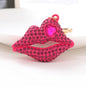 Rhinestone Lip Keychain Crystal Encrusted Gold Hardware Metal 10