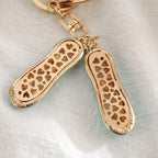 Alloy Ballet Shoes Keychain Marbled Turquoise Rhinestone Hearts 5