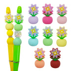 Silicone 3D Focal Beads Colorful Potted Plant Detailed Floral Design 20pcs