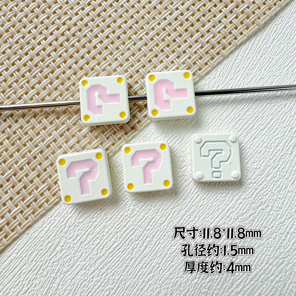 Square Metal Beads 11mm Painted Question Mark Design 20pcs 5