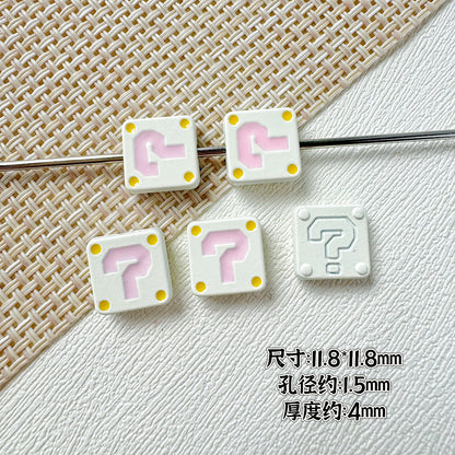 Square Metal Beads 11mm Painted Question Mark Design 20pcs 5