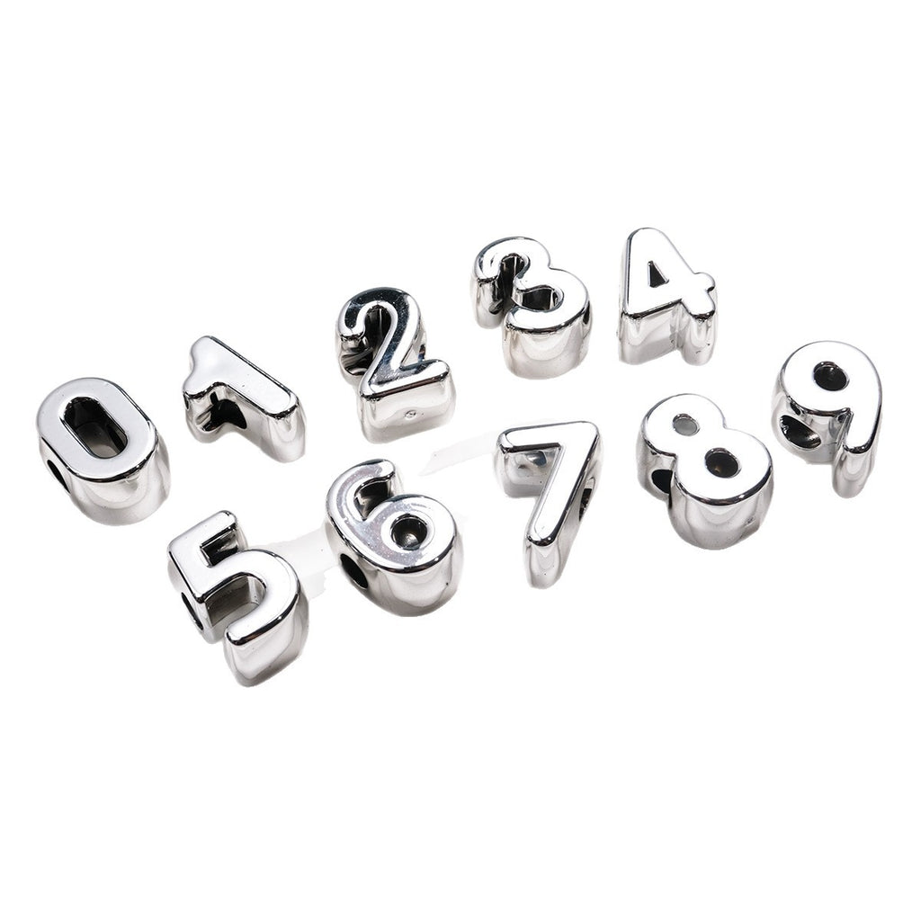 Plated Letter & Number Acrylic Beads 22x17x12mm Chunky Silver 50pcs 4