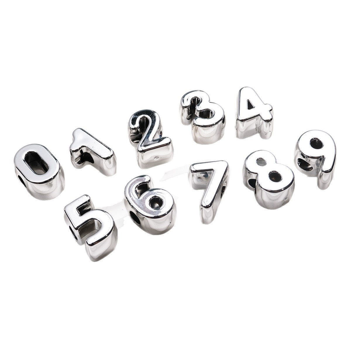 Plated Letter & Number Acrylic Beads 22x17x12mm Chunky Silver 50pcs 4