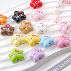 Star Acrylic Beads 20mm Glossy Hello KT Faces Colorful 20pcs