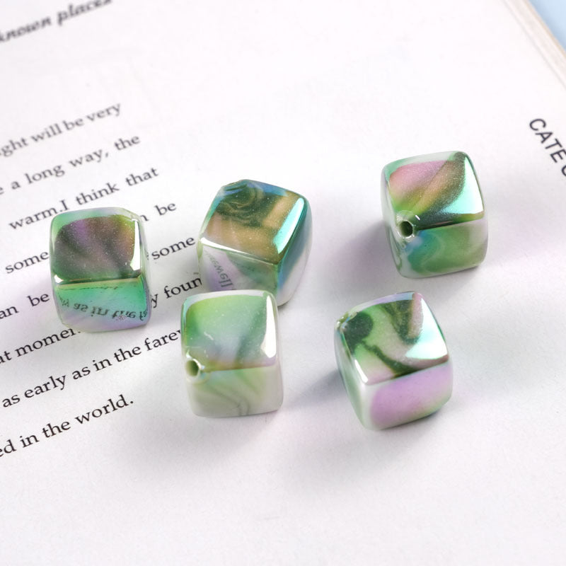 Plating Double Color Cloud Square Acrylic Beads 13.2mm 50pcs 9