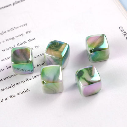 Plating Double Color Cloud Square Acrylic Beads 13.2mm 50pcs 9