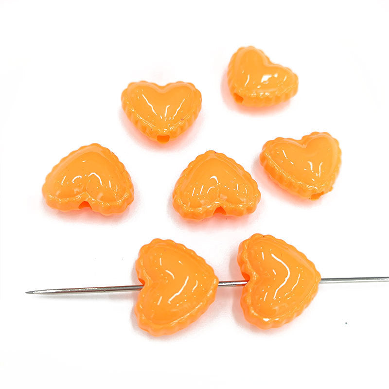 Glossy Painted Lace Heart Acrylic Beads 18mm Colorful Pastel 50pcs 11
