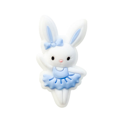 Silicone Focal Beads Rabbit Wearing Pink Bow 10pcs 7