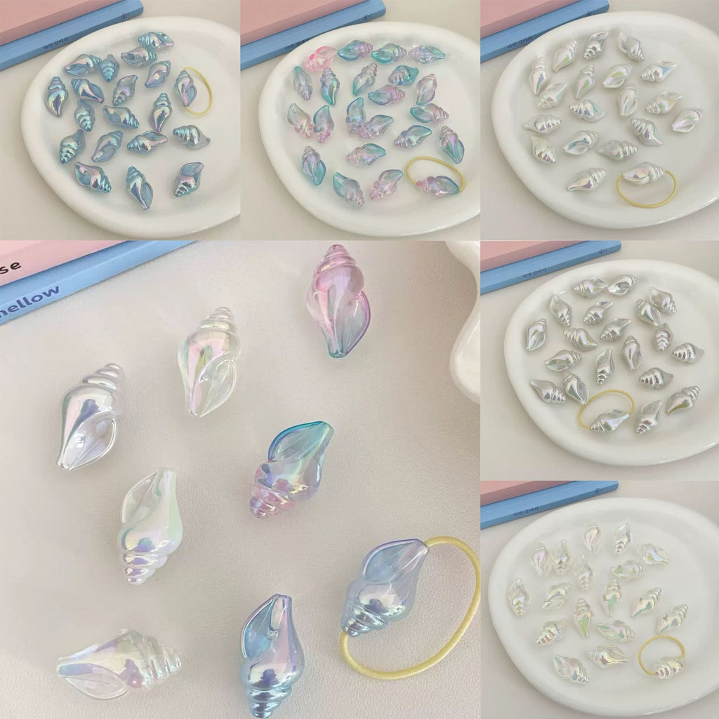 Plating Conch Acrylic Beads 20mm 35mm 3D Gradient Two-Color 50pcs 2