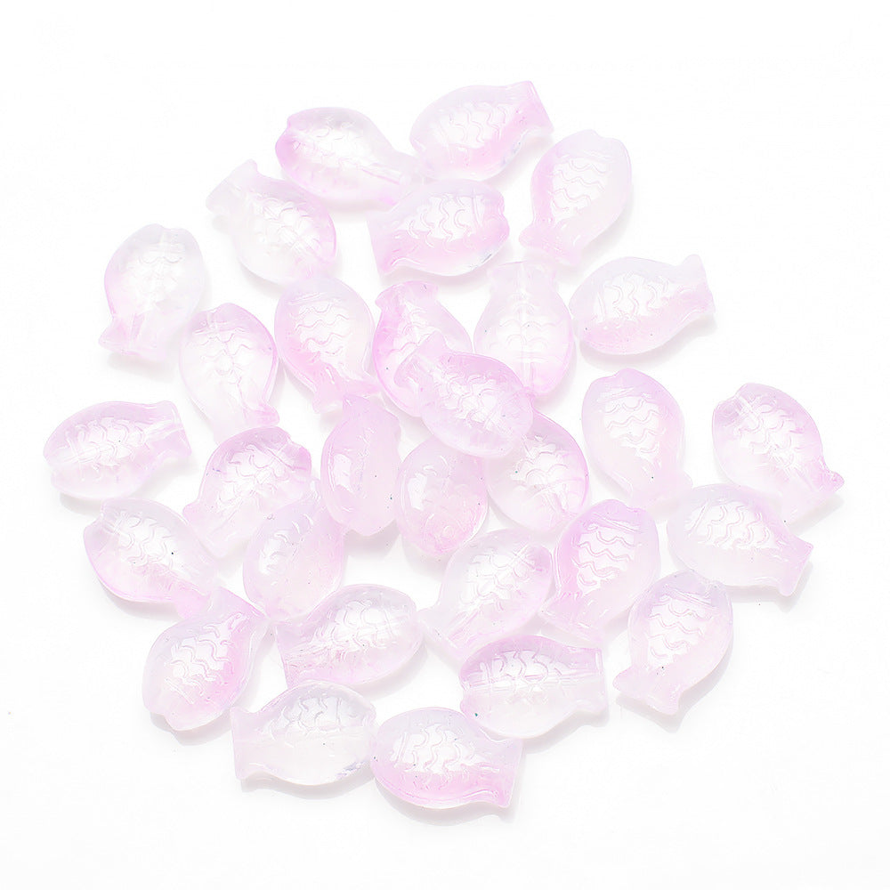 Electroplated Small Fish Glass Beads 10x14mm Translucent 30pcs 27