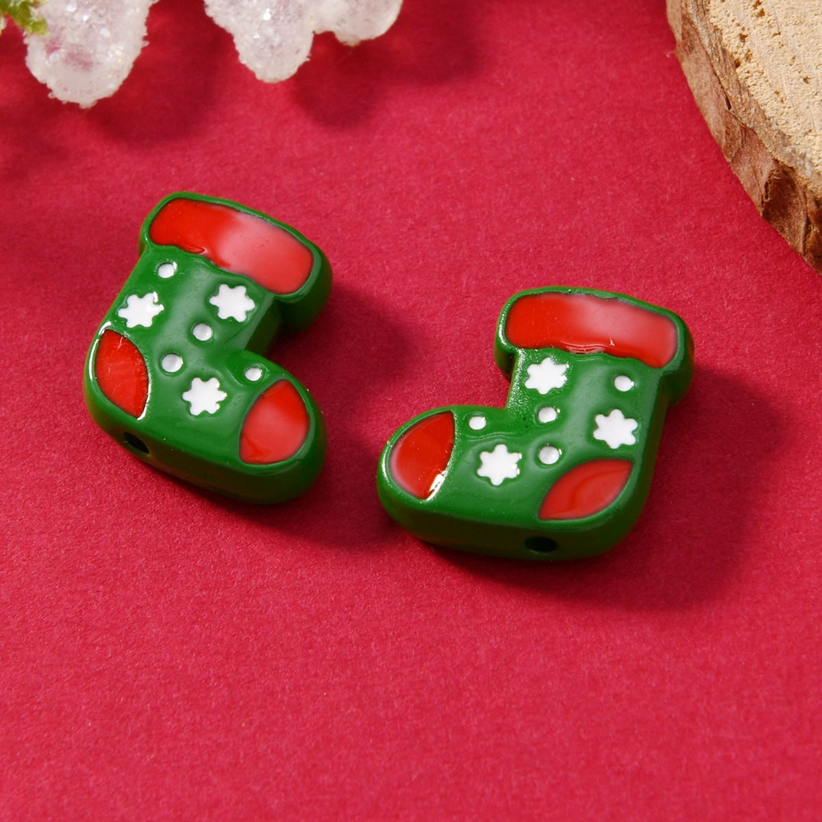 Christmas Series Enamel Metal Beads Festive Holiday Designs 10pcs 6