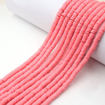 Flat Clay Beads 6mm Solid Color Smooth Polymer Disc 10strands 33