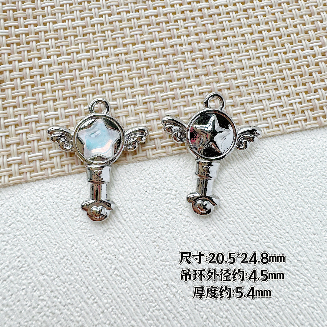Wand Metal Beads Painted Anime Style Alloy 10pcs 24