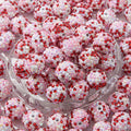 Rhinestone Bubblegum Beads 20mm Bright Red Pink Sparkle 10pcs