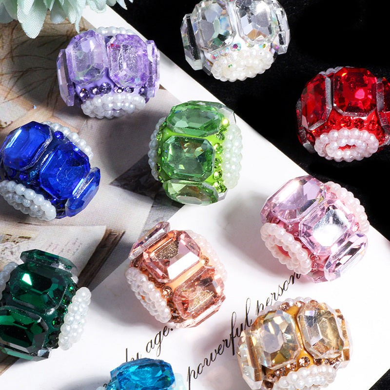 Faceted Crystal Barrel Rhinestone Beads 19mm Polymer Clay Base 5pcs
