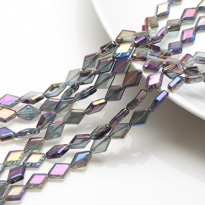 Electroplated Rhombus Glass Beads 11mm Transparent Mixed Colors 20pcs 8