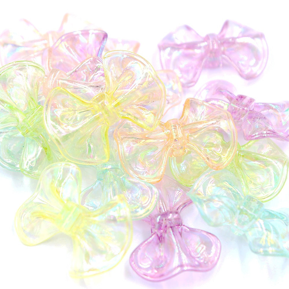 Transparent Puff Bow Acrylic Beads 14mm 25mm and 23mm 31mm Iridescent 20pcs 6