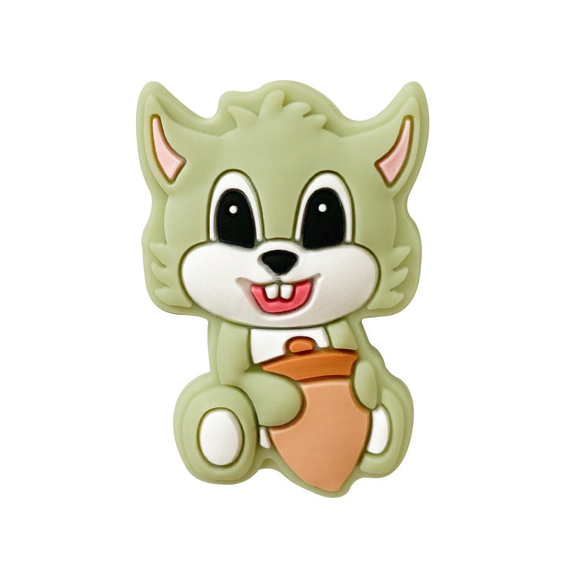 Silicone Focal Beads Squirrel Holding Acorn Pastel Colors 20pcs 6