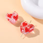 Hand Painted Heart Glass Beads 20mm Red Enamel 2pcs 14