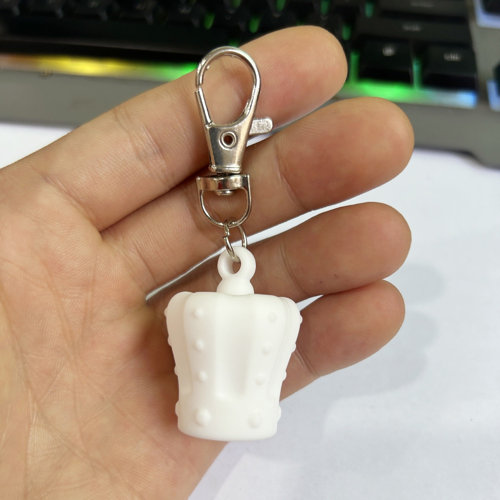 Silicone Chapstick Keychain Caps Crown Striped Smooth Shapes 3pcs 6