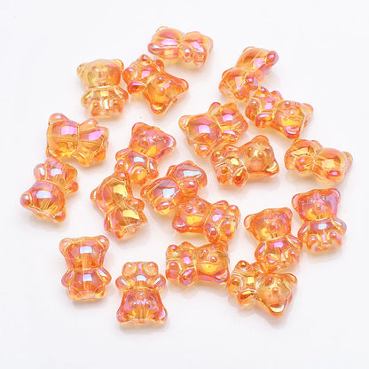 Electroplated Bear Glass Beads 12mm 14mm Mixed Metallic Colors 20pcs 10