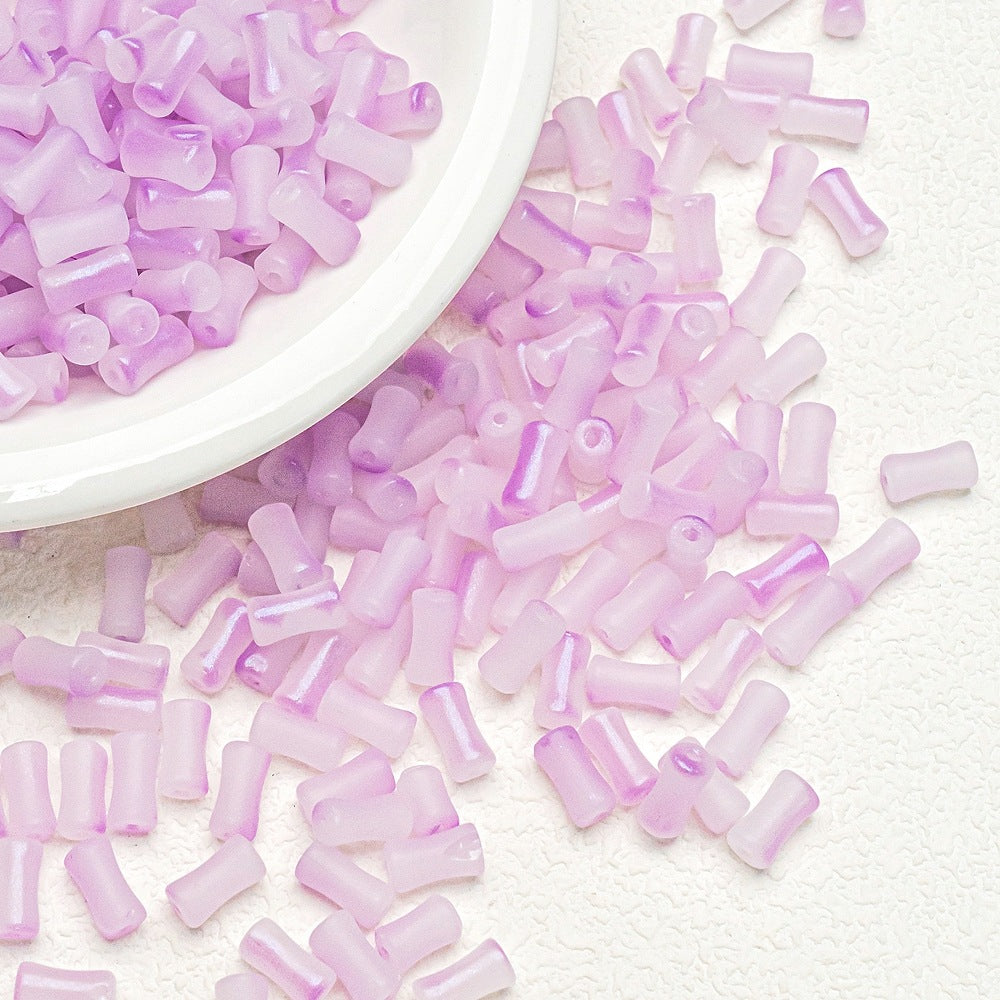 Bamboo Frosted Glass Beads 6x12mm Pastel Matte Finish 50pcs 13